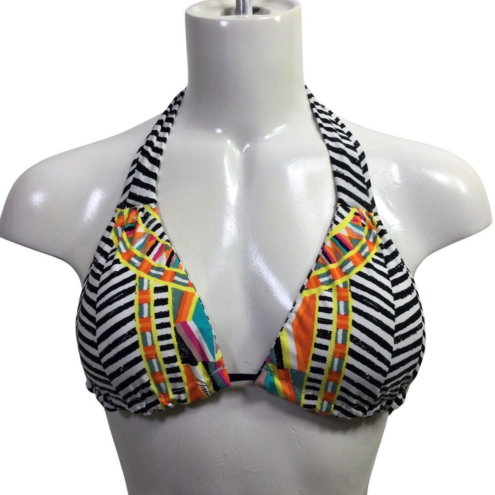 Trina Turk Womens Brasilia Reversible Triangle Slider Swim Top Multi Size 2 NWT